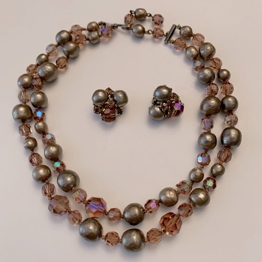 Champagne Chocker Necklace and Earrings Set